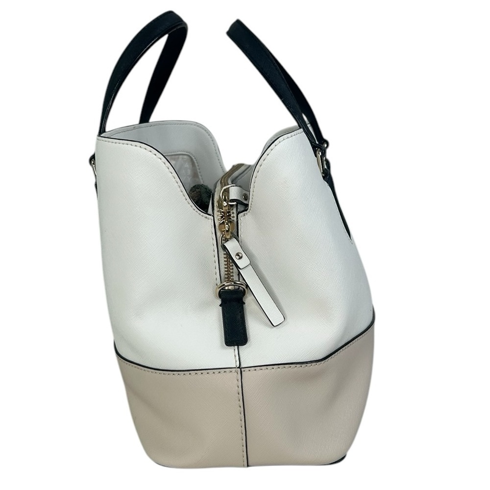 Kate Spade Laurel Way Evangelie Tote Cream Nude Black Straps Gold Satchel Bag - Picture 7 of 14